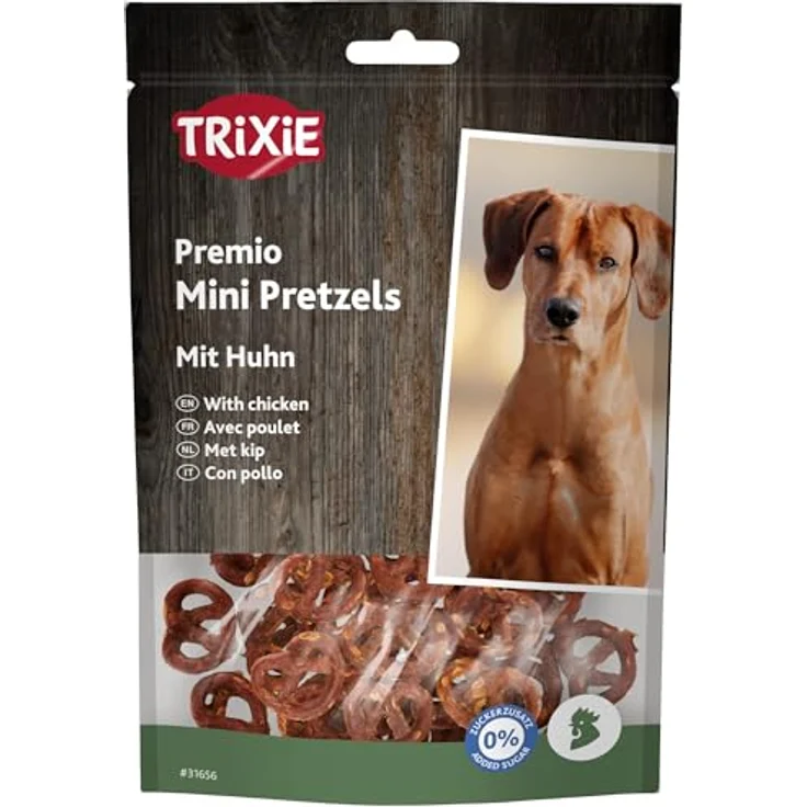 TRIXIE Hundeleckerli Mini Pretzels, herzhaftes Hähnchenfleisch Snack ohne Zuckerzusatz, 100 g – Bild 1