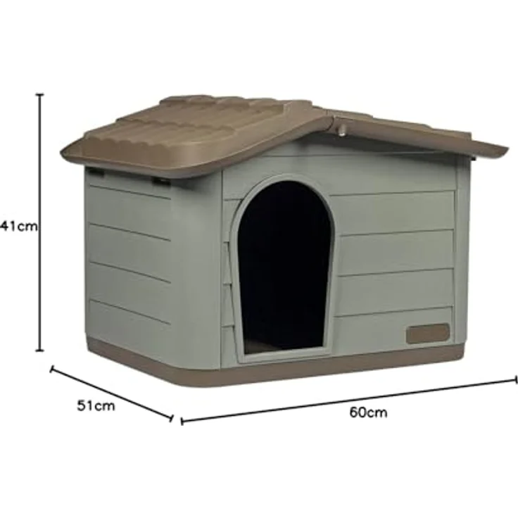 Duvoplus Pepita ECO Tierhaus, 60 x 51 x 41 cm, Braun/Grün, Hund - Ökologisches Produkt aus 100% recyceltem Material, Indoor & Outdoor geeignet – Bild 3