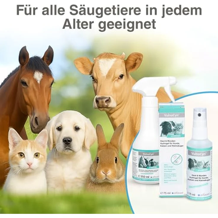 Alfavet VulnoCyn Hydrogel 75 ml, Haut- & Wundenspray für Hunde, Katzen & Kleinsäuger, pH-neutral, alkohol- und antibiotikafrei, langanhaltende Wirkung gegen Bakterien, Viren & Pilze – Bild 4