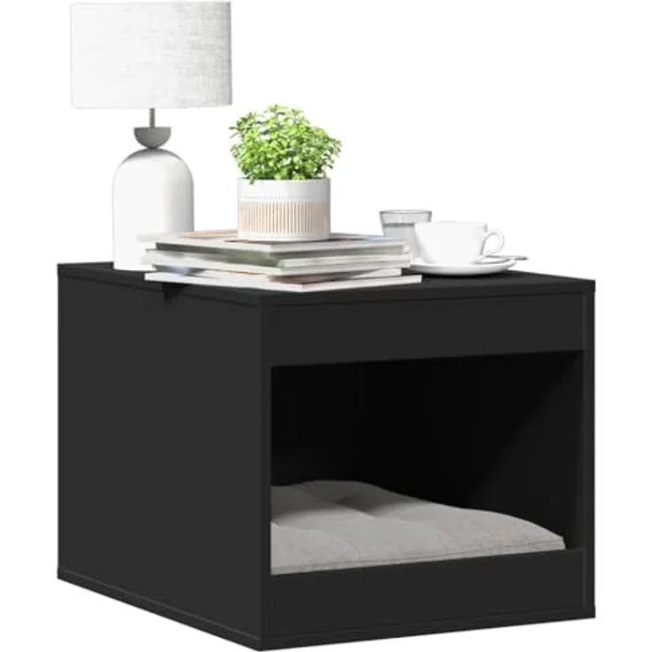 vidaXL Katzentoilette, Katzenklo Schwarz 47x59x42 cm Holzwerkstoff, Vielseitiges Katzenmöbel mit verstecktem Design – Bild 3