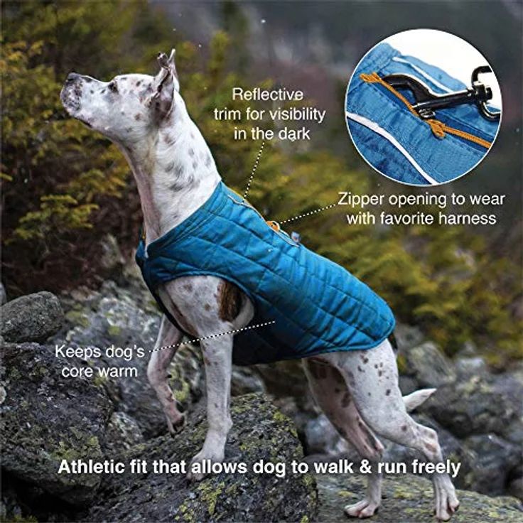 Kurgo Loft Jacke Reversible Hundemantel, wasserabweisend und reflektierend, für kaltes Wetter, Blau/Orange, Größe L – Bild 2