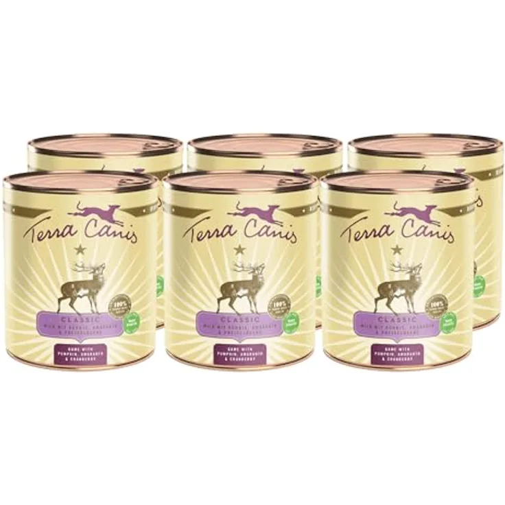 Terra Canis Wild, Kürbis & Preiselbeere - Classic Nassfutter, 6x800g, 100% Lebensmittelqualität, allergen- und getreidearm, glutenfrei, Premium Hundefutter