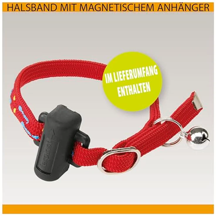 Ferplast Swing 7, Magnetische Katzenklappe mit 4-Wege-Steuerung und Windstopper, Braun, inklusive Magnethalsband – Bild 5