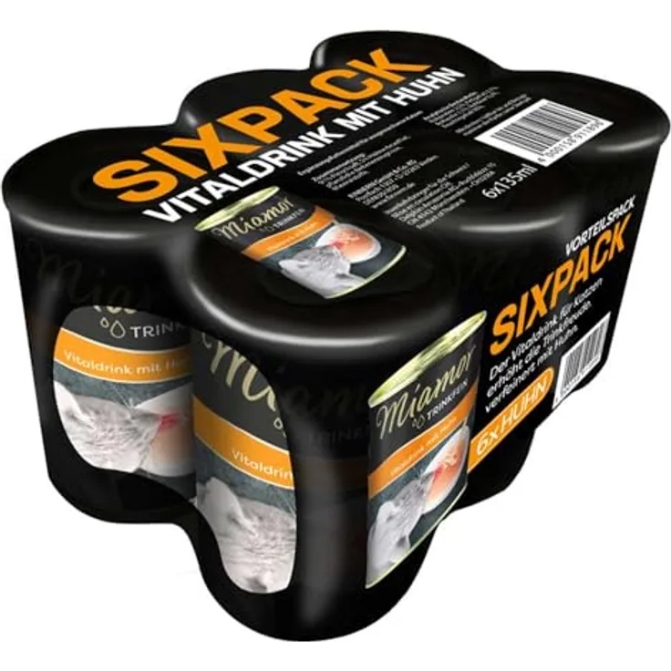 MIAMOR Vitaldrink für Katzen, Ergänzungsfutter zur Förderung der Flüssigkeitsaufnahme und Unterstützung der Nierenfunktion, Trinkfein mit Huhn, 4x6x135ml
