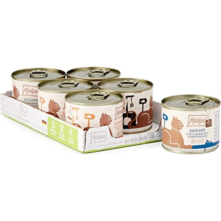 MjAMjAM Premium Nassfutter für Katzen - Mixpaket V - 6 x 200 g, getreidefrei mit 71% Fleischanteil, Monoprotein – Bild 1