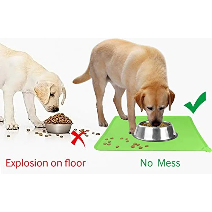 Joytale Silikon-Futtermatte, rutschfeste wasserdichte Futtermatte mit erhöhtem Rand für Hunde und Katzen, 53 x 37 cm, Grün – Bild 4