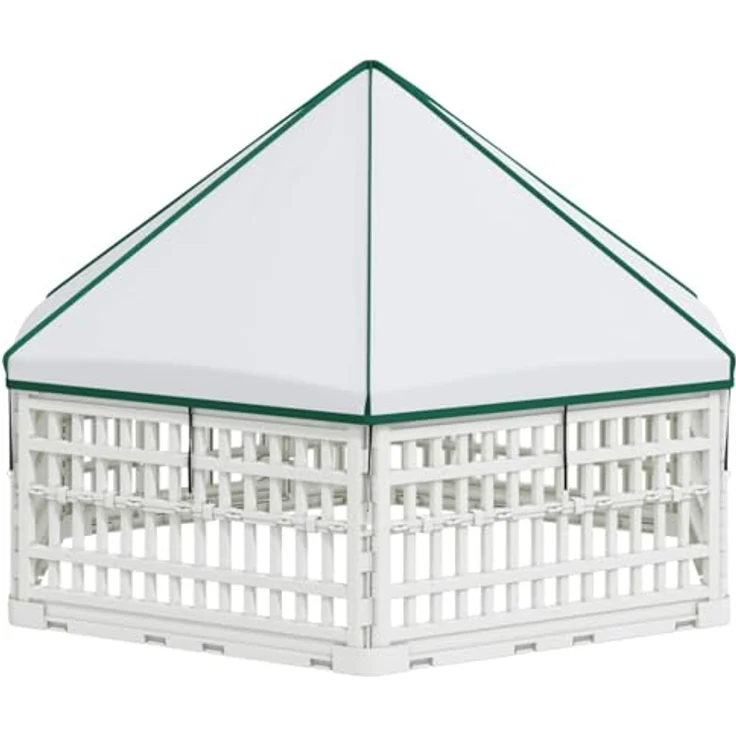 vidaXL Freigehege 6-Panel-Hundespielplatz aus robustem Kunststoff, wetterbeständig und klappbar, Weiß, 122 x 106,5 x 82 cm – Bild 9