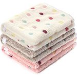 luciphia Hundedecke Set, 3er Pack Fluffy Fleece Decken für Hunde und Katzen, Waschbar, 52x76cm in 3 Farben mit bunten Punkten