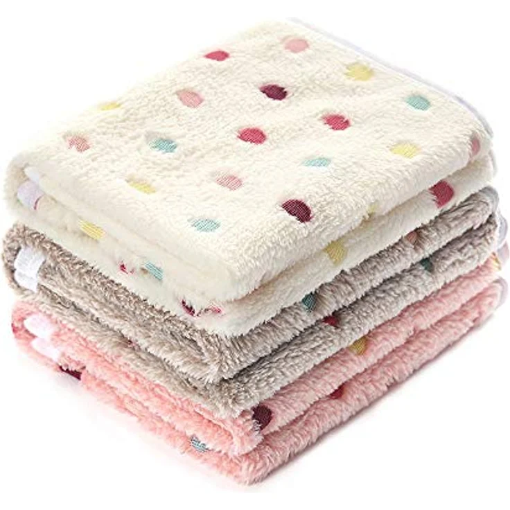 luciphia Hundedecke Katzendecken, 3er Pack waschbare Flauschdecken aus superweichem Fleece für Hunde und Katzen, 76 x 104 cm, Helle Punkte Design – Bild 1