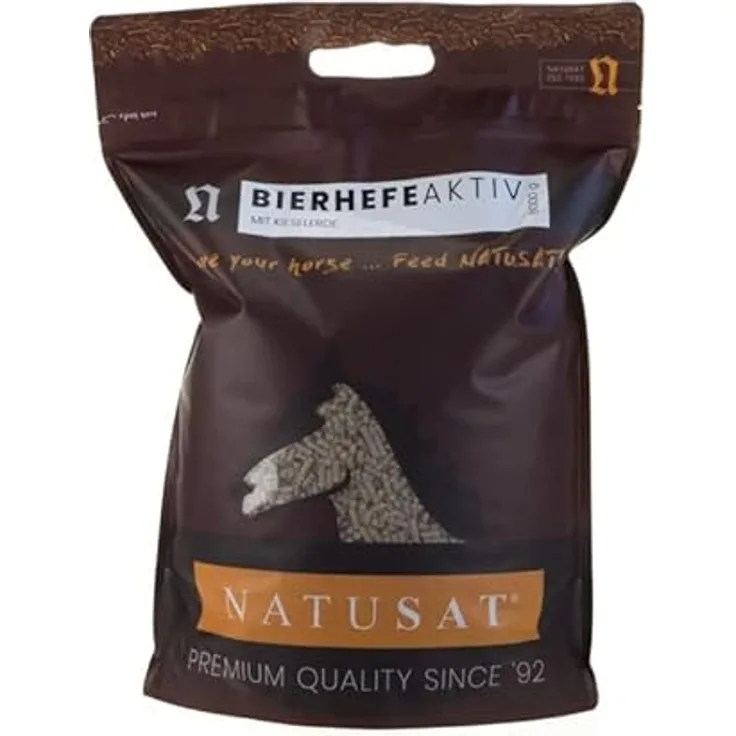 Natusat Bierhefe aktiv Pellets, Ergänzungsfutter für Pferde zur Fell- & Hufpflege, unentbehrlich im Fellwechsel, für glänzendes Fell (8 kg)