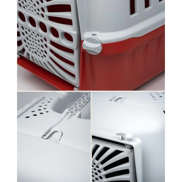 lionto Tiertransportbox aus recyceltem Kunststoff, verschiedene, 55 cm x 36 cm x 36 cm, rot – Bild 6