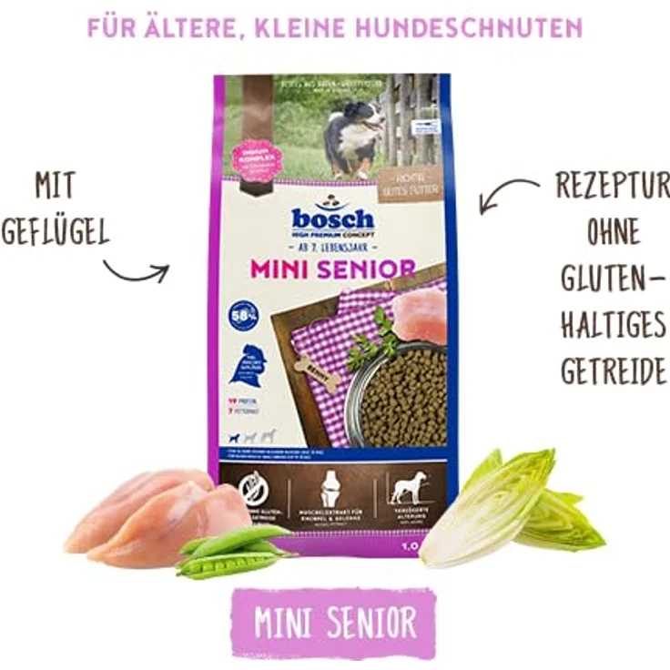 Bosch Mini Senior Geflügel, Hundefutter mit 25 % frischem Geflügel, glutenfrei, 2,5 kg – Bild 3