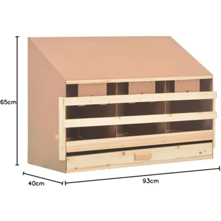 vidaXL Legenest Hühnernest 3 Fächer 93 x 40 x 65 cm Massivholz Kiefer – Bild 9