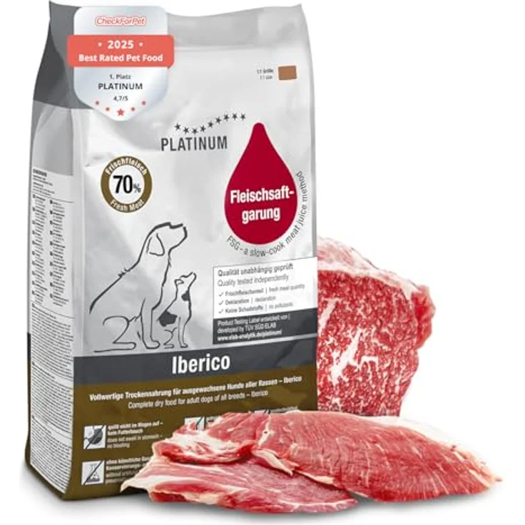 PLATINUM Hundenahrung Adult Iberico, 5kg trockenes Hundefutter aus hochwertigem Iberischem Schweinefleisch, leicht verdaulich und besonders schmackhaft, in DE geprüft – Bild 1