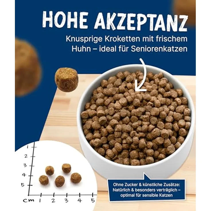 NutriQM® Nutriness Katzenfutter trocken Senior Huhn 800 g – Für Katzen ab 8 Jahren – Glutenfrei, Zuckerfrei, mit Leinsamen & Chicorée – Tierwohl-zertifiziert – Made in Germany