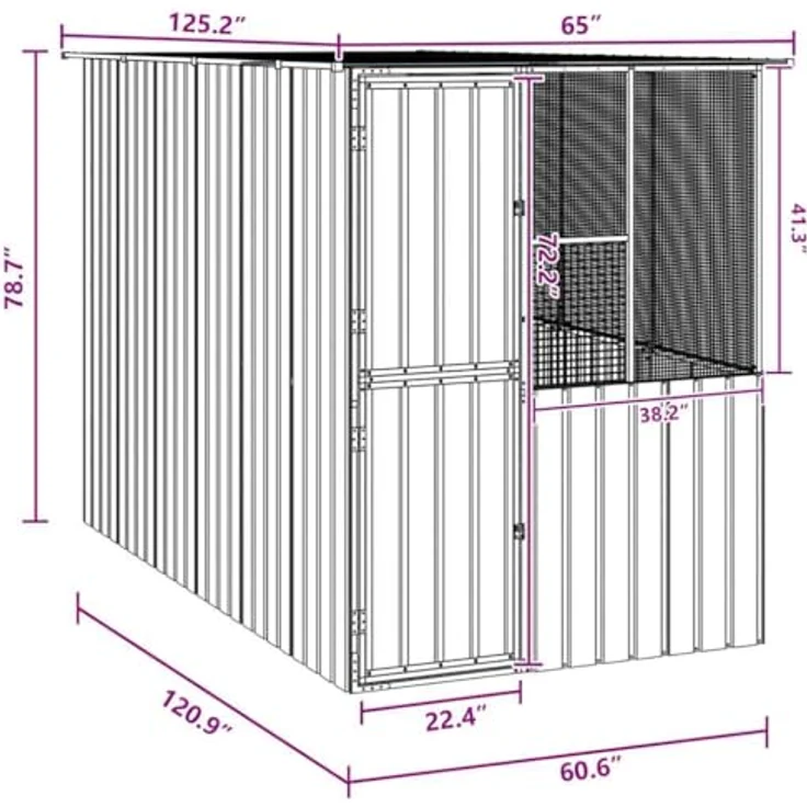 vidaXL Vogelkäfig Anthrazit 315 x 167 x 200 cm, wetterfeste Vogelvoliere aus verzinktem Stahl, moderne Außenganitur mit viel Platz für Vögel – Bild 4