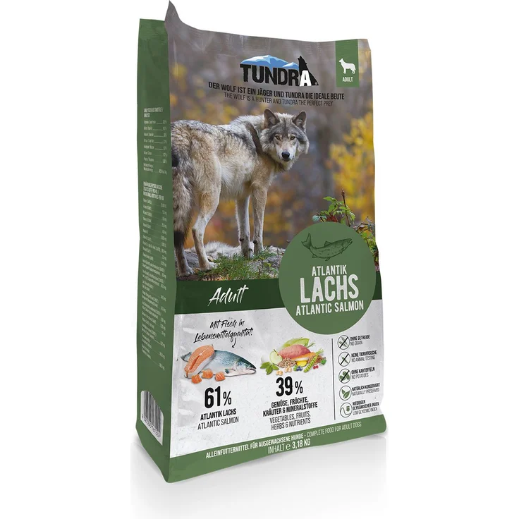 Tundra Trockenfutter Atlantik Lachs, Hunde-Nahrung ohne Soja für Senioren und erwachsene Hunde, 3,18kg – Bild 1