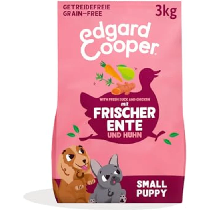 Edgard & Cooper Junior Freilaufente und Huhn S, 3kg getreidefreies Hunde-Trockenfutter mit frischem Fleisch und Gelenkschutz – Bild 1