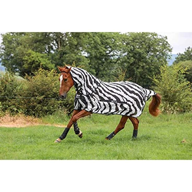 Kerbl Bucas Buzz-Off Fliegendecke Zebra Full-Neck mit Rückenlänge 135 cm, schwarz/weiß – Bild 2