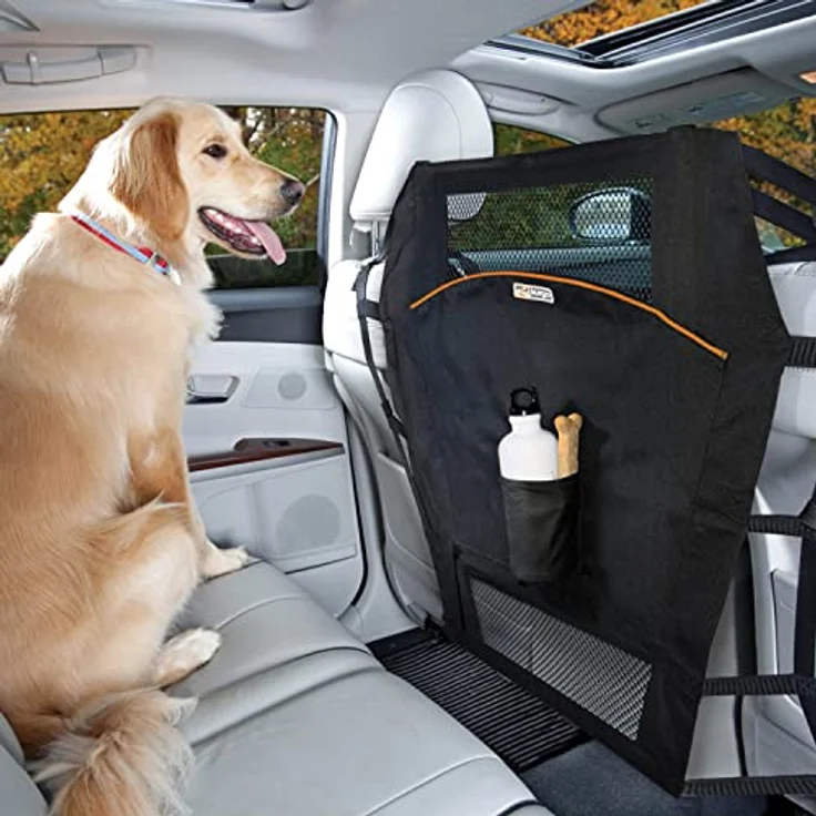 Kurgo Rücksitz-Trennwand für Hunde, Robustes Auto-Gitter zur Ablenkungsreduktion, Einheitsgröße, Schwarz/Orange, 1 Stück – Bild 2