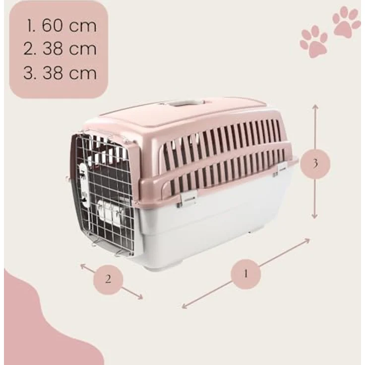 GarPet 2er Set IATA-konforme Transportboxen Gr. L, robuste Flugbox für Hunde und Katzen mit Reisenapf – Bild 2