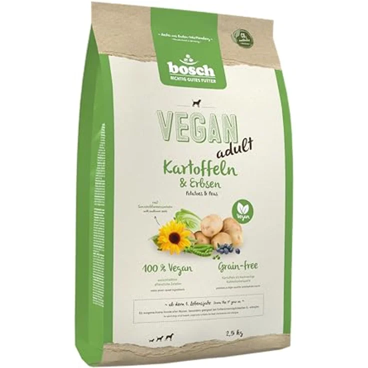 Bosch HPC Vegan Adult, Hunde-Trockenfutter mit Kartoffeln und Erbsen, 2,5kg, getreidefrei – Bild 1