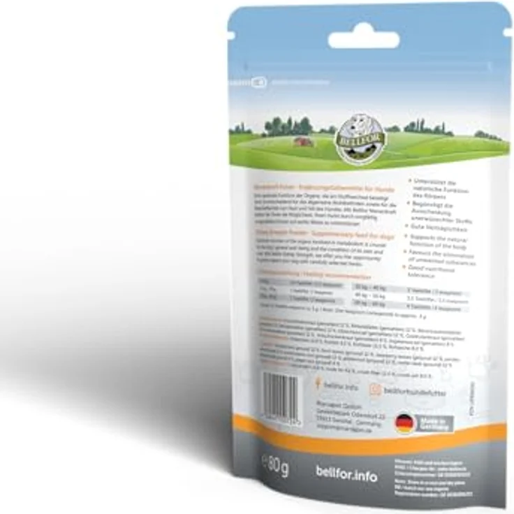 Bellfor Nierenkraft Pulver für Hunde, 80g – Natürliches Ergänzungsfuttermittel zur Unterstützung der Nierenfunktion mit Ackerschachtelhalm und pflanzlichen Inhaltsstoffen – Bild 3