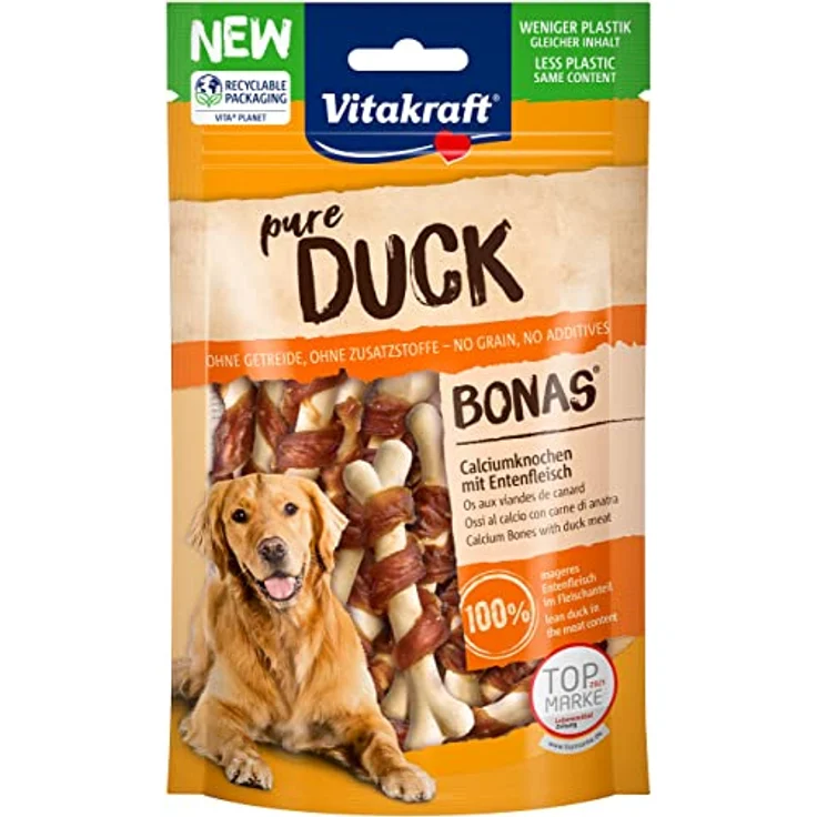 Vitakraft DUCK Bonas Calciumknochen, hochwertiger Hundesnack ohne Zucker, 80g – Bild 1