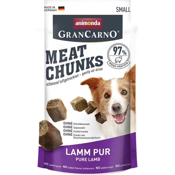 animonda GranCarno Meat Chunks Adult, 60g Hundesnacks mit Lamm, ohne Getreide, reine Fleischquelle