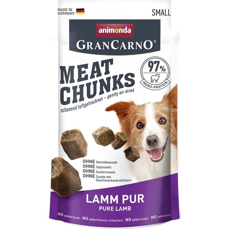 animonda GranCarno Meat Chunks Adult, 60g Hundesnacks mit Lamm, ohne Getreide, reine Fleischquelle – Bild 1