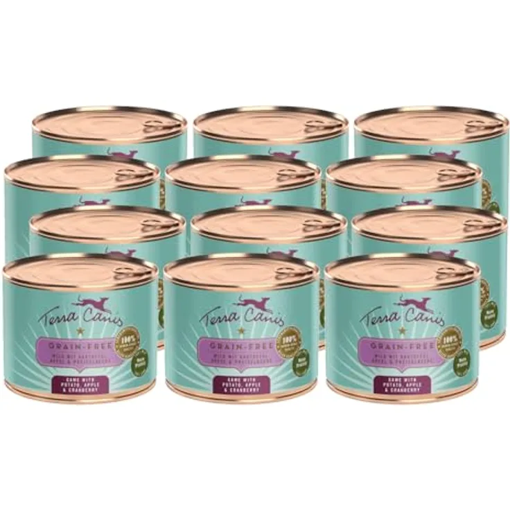 Terra Canis Wild, Nassfutter mit Kartoffel, Apfel & Preiselbeere, getreidefrei, 12x200g, 100% Lebensmittelqualität, glutenfrei, gesund & reichhaltig