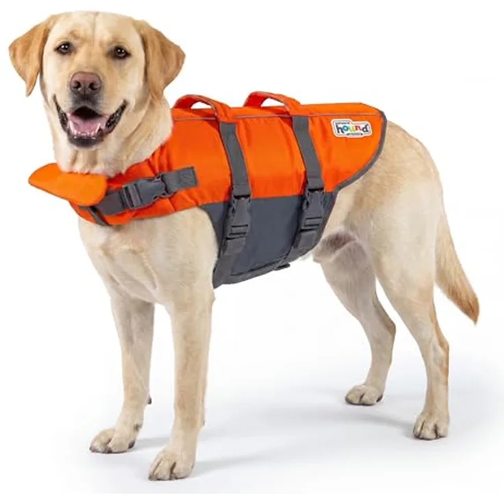 Outward Hound Kyjen 22021 Ripstop Quick Release Easy Fit Rettungsweste für Hunde, verstellbar, Größe L, orange, mit Griff für Rettungsaktionen und schwimmfähigem Vorderbereich