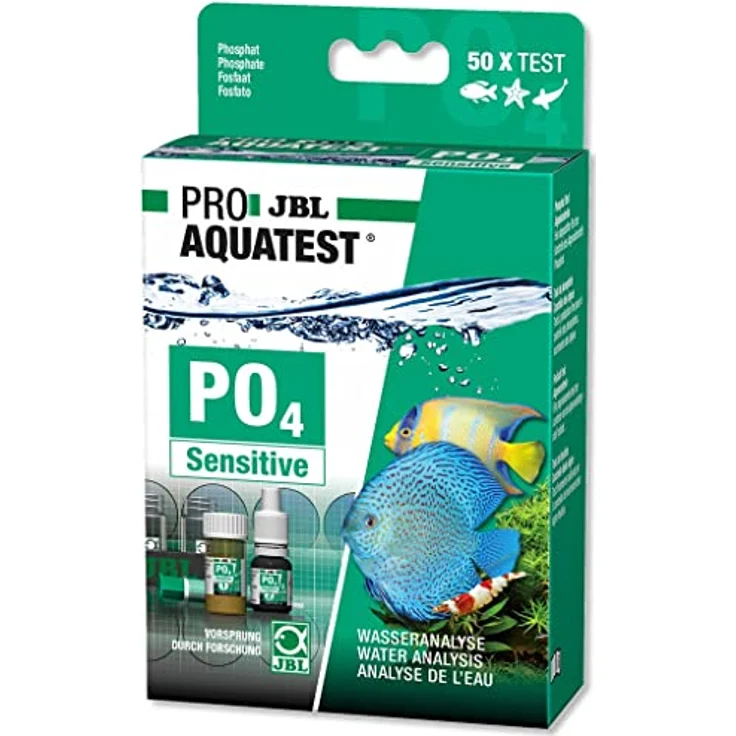 JBL ProAquaTest PO4, Wassertest-Set für Phosphatbestimmung in Süß-/Meerwasser-Aquarien und Teichen, inkl. Reagenzien und Glasküvetten – Bild 2