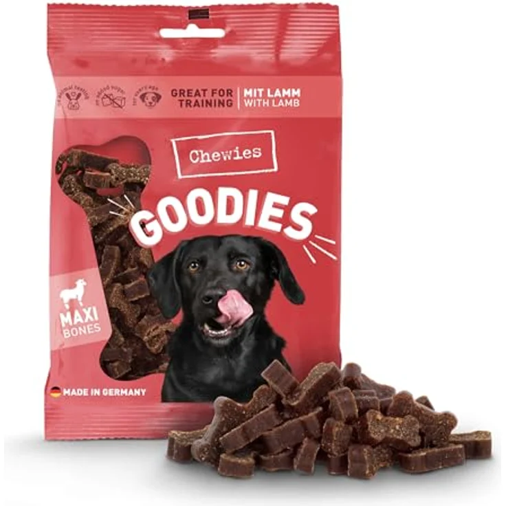 Chewies Hundeleckerli Training Maxi Lamm Knöchelchen, 200 g, zuckerfreie Hundesnacks mit hohem Fleischanteil, ideal für mittelgroße und große Hunde – Bild 1