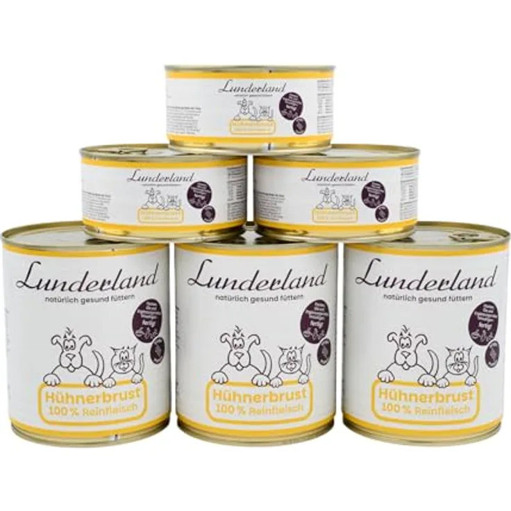 Lunderland Reinfleisch-Dose Hühnerbrust 800g, 100% frisches Single-Protein, ohne Farb- und Konservierungsstoffe, made in Germany