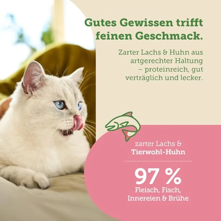 MERA Cats Nature Lachs, Premium Katzenfutter Nass, 12x85g, hoher Fleischanteil ohne Zucker und Getreide, für adulte Katzen, glutenfrei, hergestellt in Deutschland – Bild 3