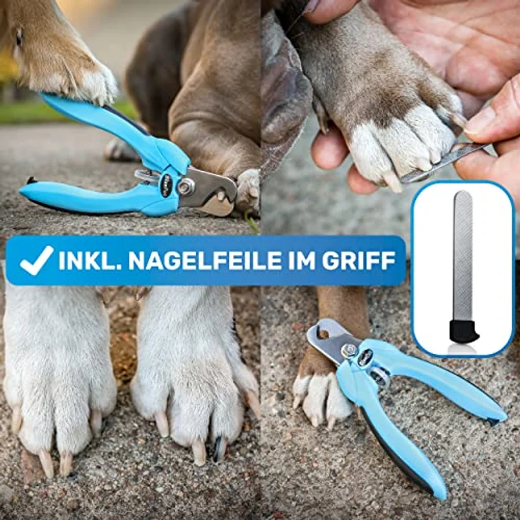 BluePet Profi Krallenschere für Hunde & Katzen, extra scharfer Krallenschneider mit einstellbarer Größe und integrierter Feile zur schmerzfreien Krallenpflege – Bild 5