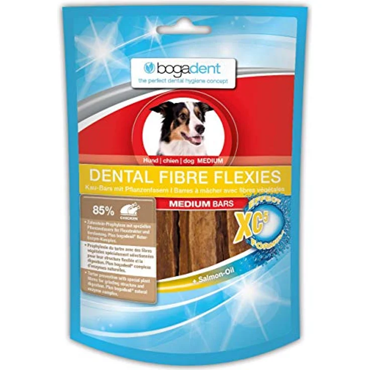 Bogadent Dental Fibre Flexies Kaustangen, Hunde Kauartikel gegen Zahnstein & Plaque, 100% natürliche Inhaltsstoffe, mit Pflanzenfasern für bessere Verdauung, 1er Pack, 70g – Bild 1