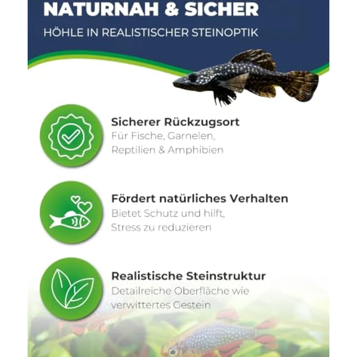 HOBBY Aquariendeko Cracked Rock Cave 1, naturgetreue Höhle aus wasserneutralem Polyresin für Aquarium und Terrarium, 17 x 8.5 x 5 cm – Bild 2