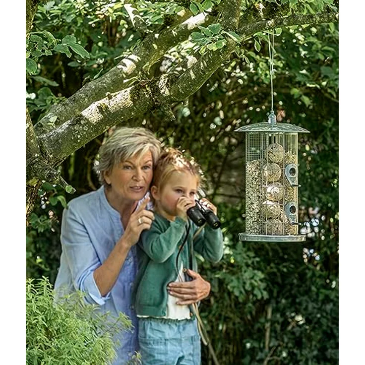 Dehner Natura Wildvogel-Futterspender Triple, Ø 22 cm, Höhe 36.5 cm, Metall, silber – Bild 4