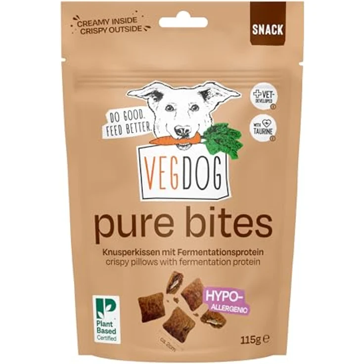 VEGDOG Pure Bites, hypoallergene vegane Hundesnacks mit 12% Protein, 10x115g – Bild 2