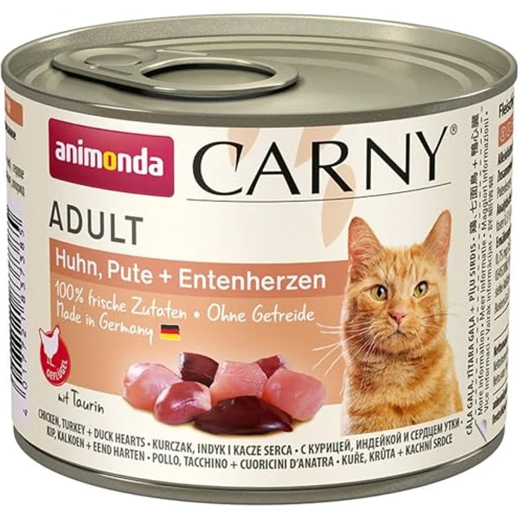 animonda Carny Adt Huhn, Pute und Entenherz, Katzen-Nassfutter mit wichtigen Mineralstoffen und Vitaminen, 6x200g – Bild 2