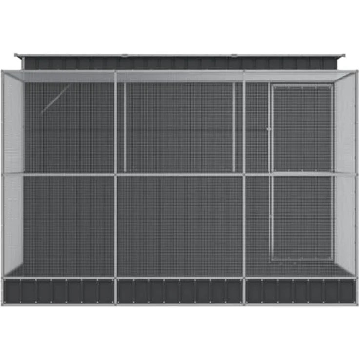 vidaXL Voliere mit Erweiterung, große Stahl Vogelvoliere 290 x 303 x 216 cm in Silber mit verschließbarer Tür, ideal für Vögel und Kleintiere – Bild 4