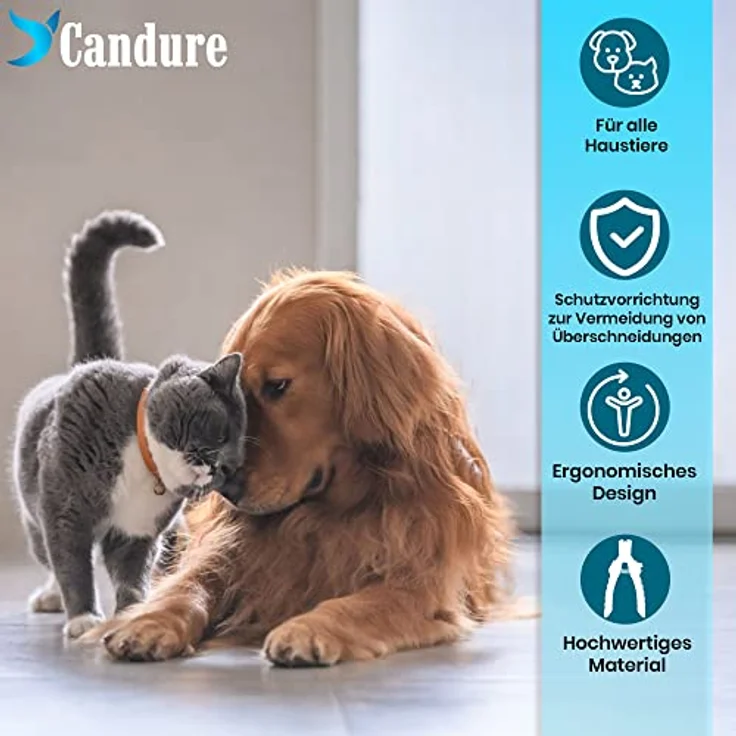 Candure Profi Krallenschere für Hunde und Katzen, Edelstahl Krallenzange mit integrierter Nagelfeile, 6 Zoll, Sicherheitsschutz – Bild 3