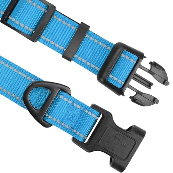 Joytale Gepolstertes Hundehalsband Breit, Verstellbar aus Neopren Nylon, Weich und Reflektierend, für Große Hunde, Größe L, Blau – Bild 3