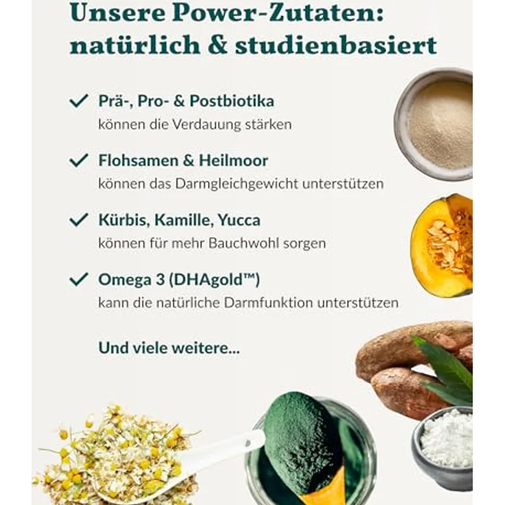vetevo Belly Bites 2.0, Verdauungssnacks für Hunde mit Flohsamenschalen, Heilmoor & Probiotika, zur Unterstützung der Darmflora, mit Ente – 300 g Dose – Bild 3