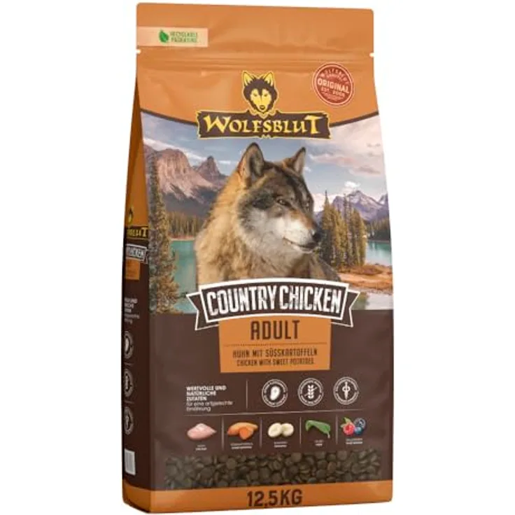 Wolfsblut Country Chicken Adult, Hunde-Trockenfutter mit Huhn und Süßkartoffeln, 12,5kg