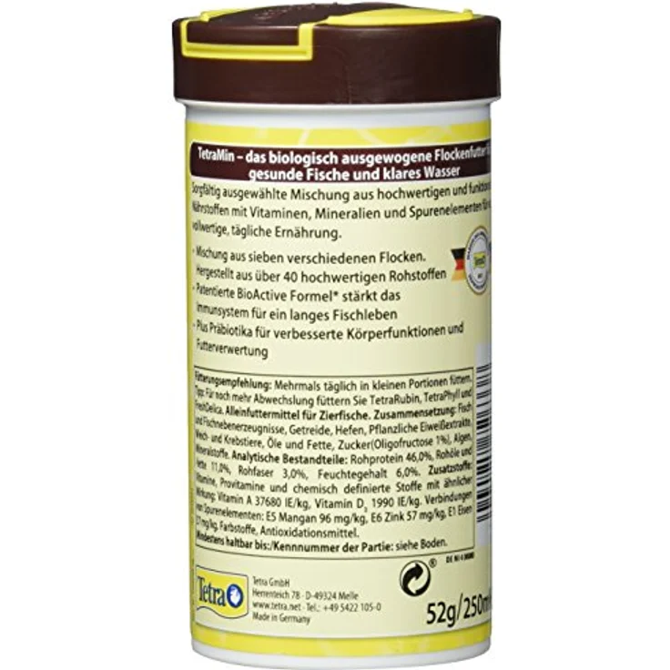UINCLU TetraMin Hauptfutter für Zierfische, Flockenform mit Präbiotika für gesundes Fischleben, 250 ml Dose – Bild 2