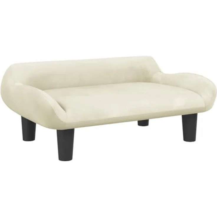 vidaXL Hundekorb Körbchen Hundebett Creme 70x40x24 cm Samt Hundesofa – Bild 1