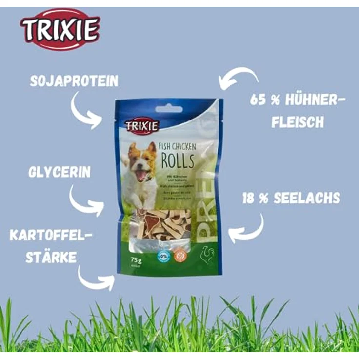 TRIXIE PREMIO Hunde-Chicken Rolls, glutenfreie Hundeleckerli ohne Getreide & Zucker, 75g - hochwertige Belohnung für Training & Zuhause, 100% natürlich – Bild 3